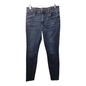 Kut from the‎ Kloth High Rise Skinny Dark Wash Whiskered Faded Jeans Size 10